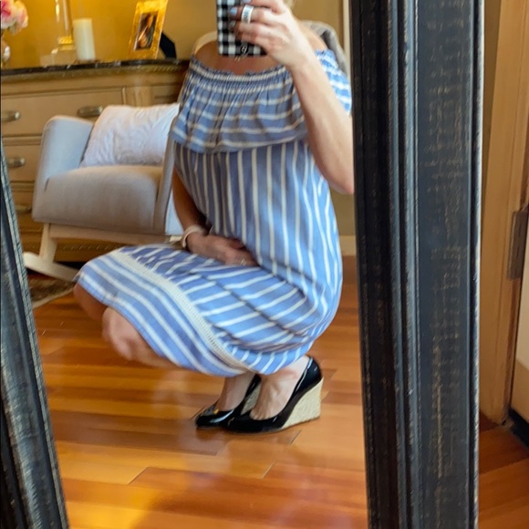 Max Studio - Summer Themed Blue White Dress - Picture 3 of 8